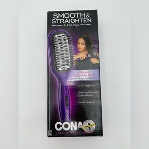 Conair Smooth & Straighten Straightening Brush NEW IN BOX Purple & Black